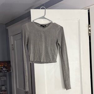 Forever 21 Heather Gray Long Sleeve Crop Top
